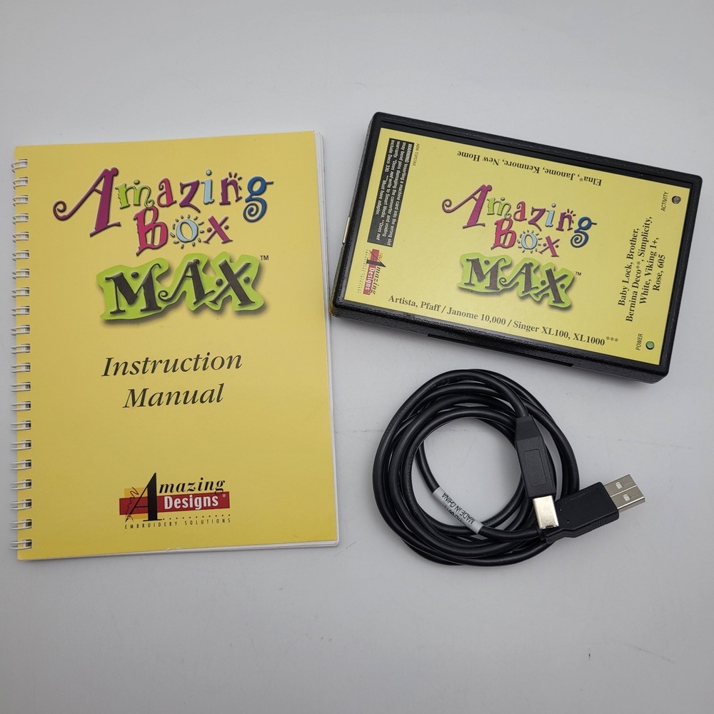 Amazing Box MAX Embroidery‎ Designs Converter Box USB Cable No Memory Card Or CD